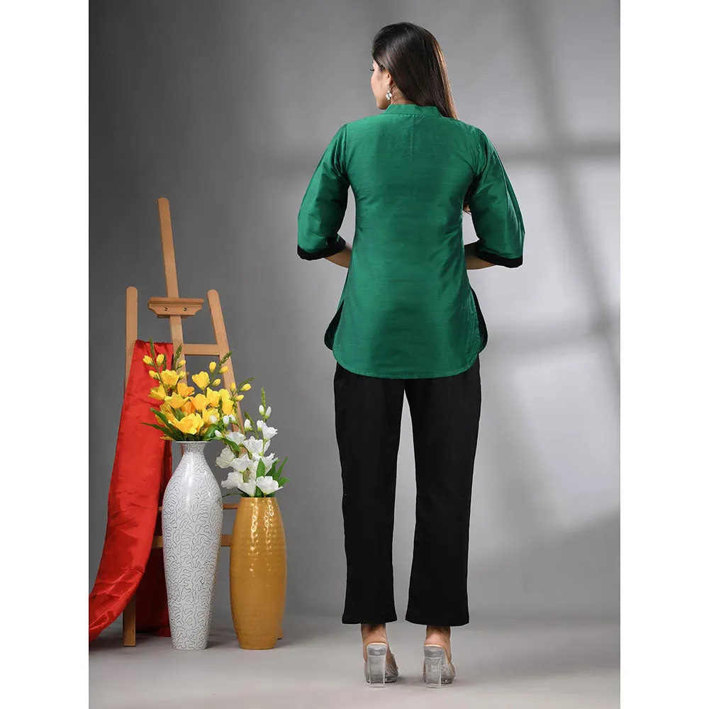 CHARUKRITI Green Colorblock Co-Ord (Set of 2)