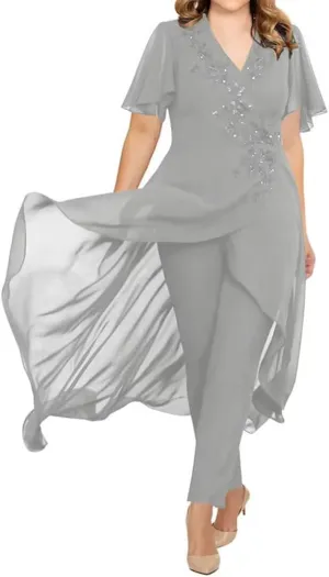 Chiffon Mother of The Bride Pant Suits for Wedding Guest Dresses Formal Outfit Womens Jumpsuit
