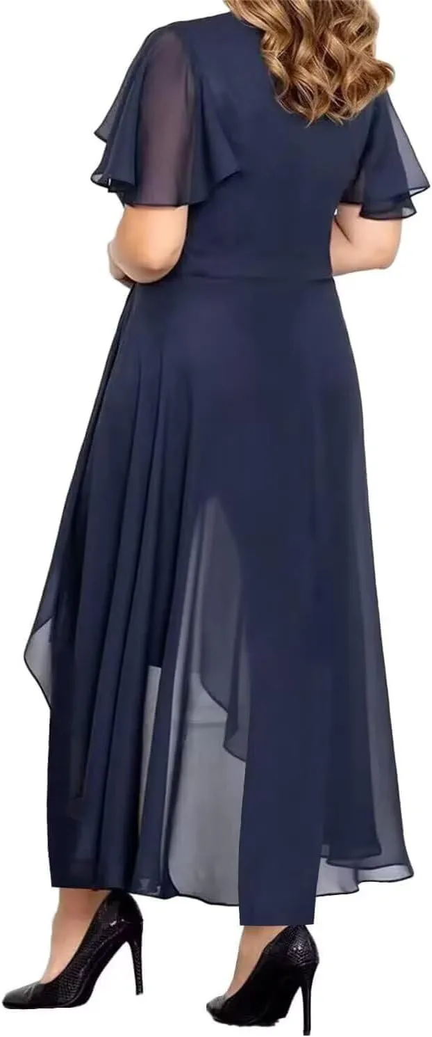 Chiffon Mother of The Bride Pant Suits for Wedding Guest Dresses Formal Outfit Womens Jumpsuit