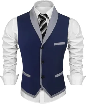 COOFANDY Men's Suit Vest Slim Fit Formal Business Dress Vest Casual Wedding Waistcoat