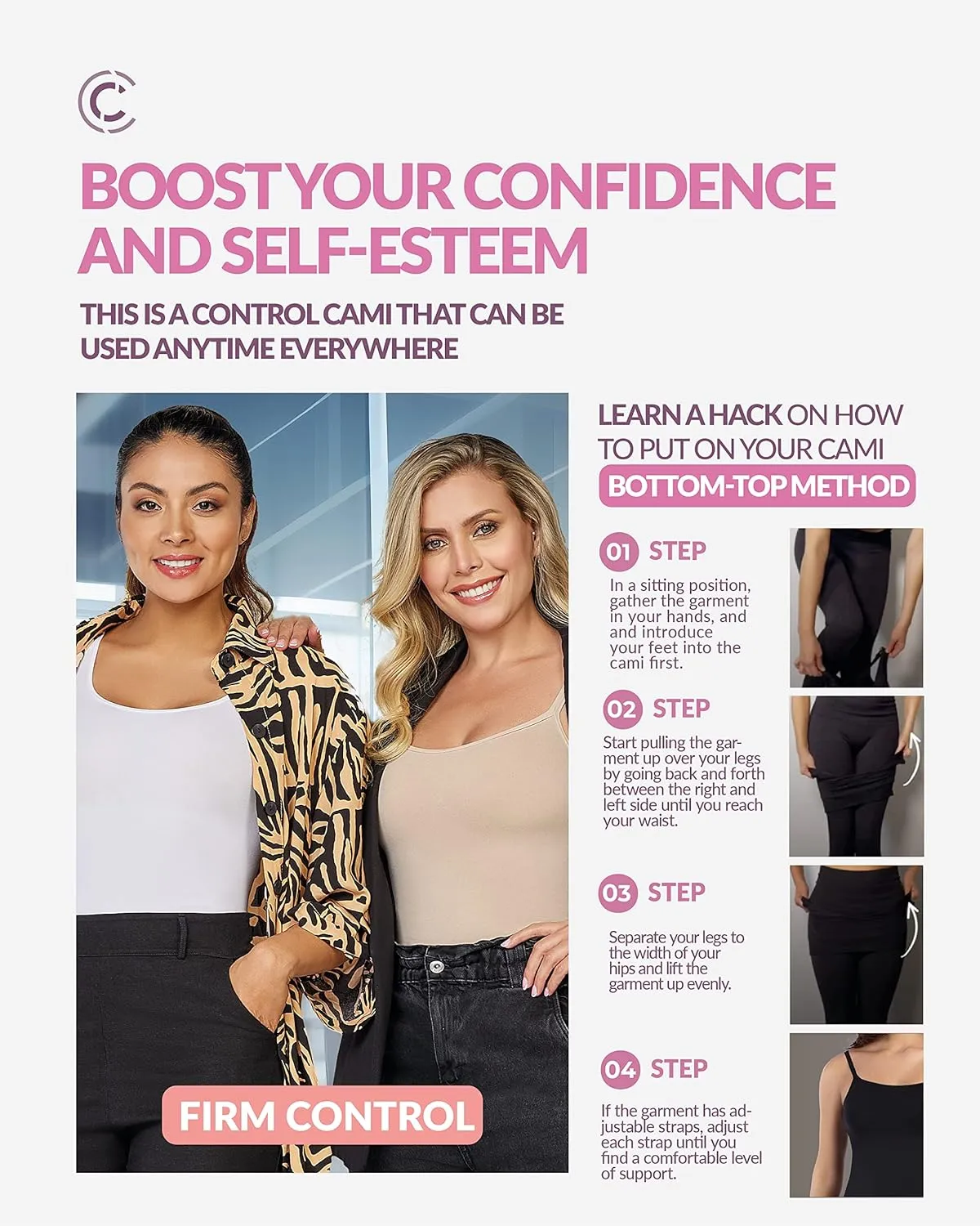 CURVEEZ Womens Tops - Scoop Neck Cami - Tank Top for Women, Camisole for Women, Tummy Control Shapewear For Fupa Control