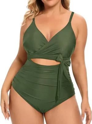 Daci Plus Size One Piece Swimsuit - Tummy Control Bathing Suit for Women Cutout Swimwear
