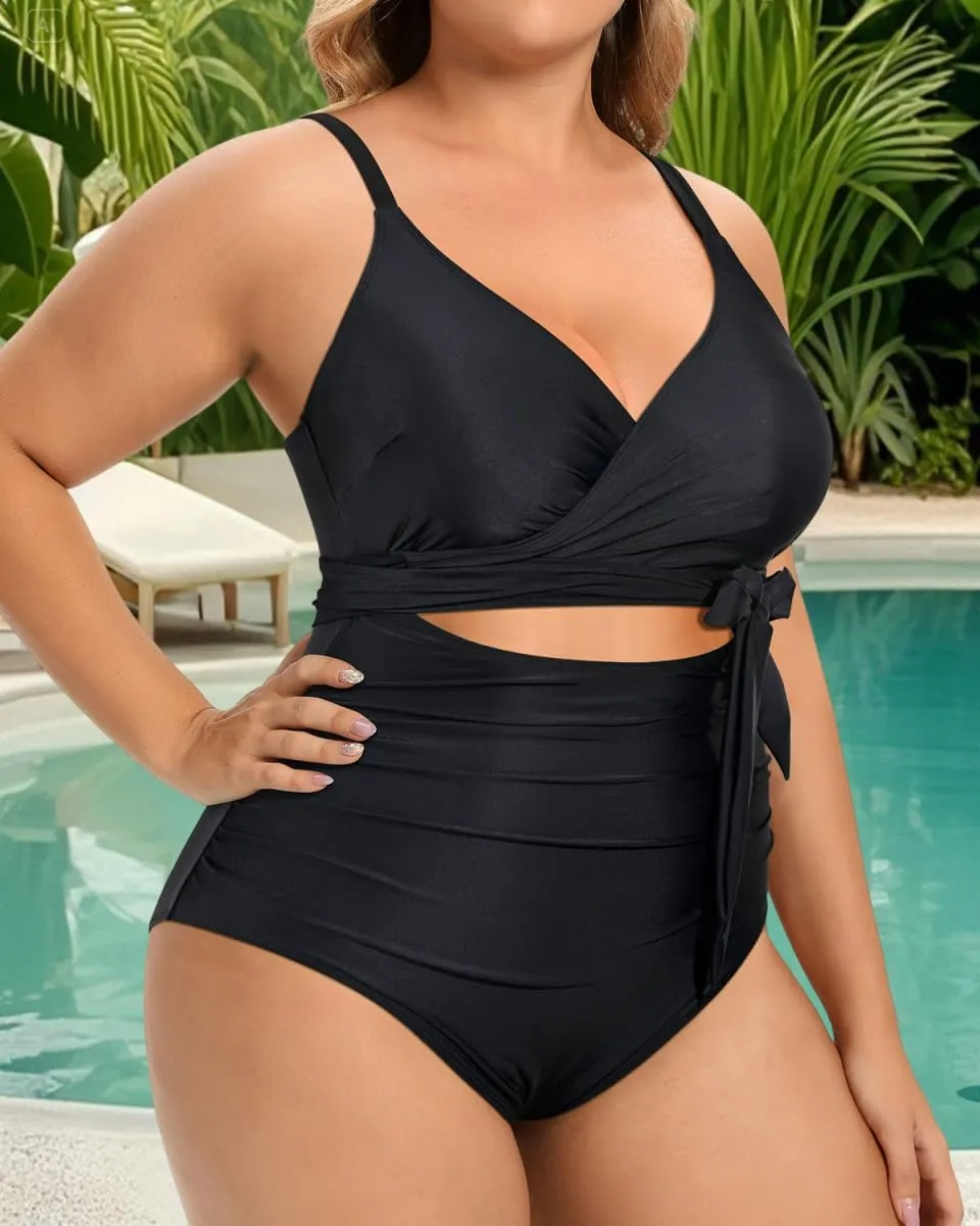 Daci Plus Size One Piece Swimsuit - Tummy Control Bathing Suit for Women Cutout Swimwear