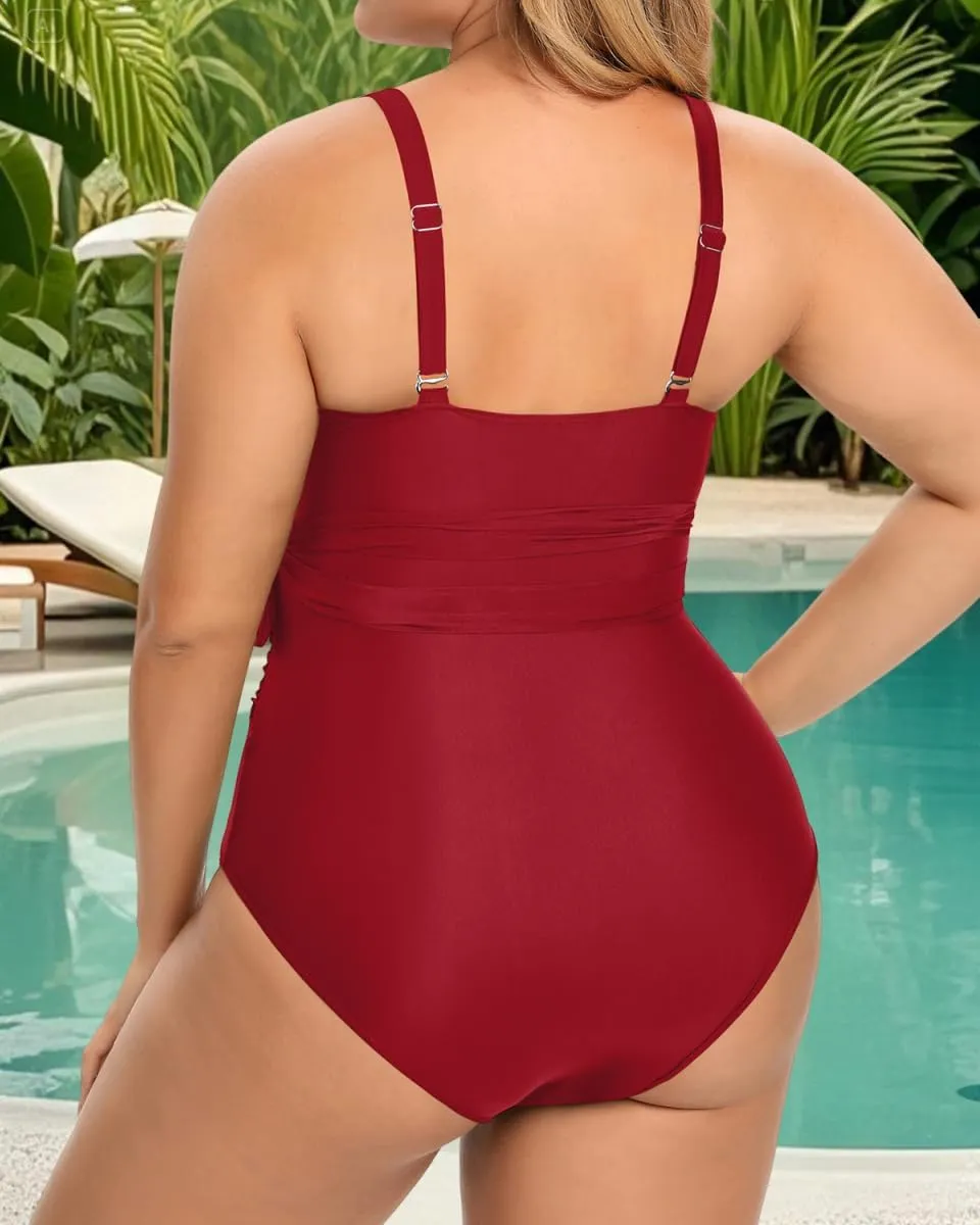 Daci Plus Size One Piece Swimsuit - Tummy Control Bathing Suit for Women Cutout Swimwear