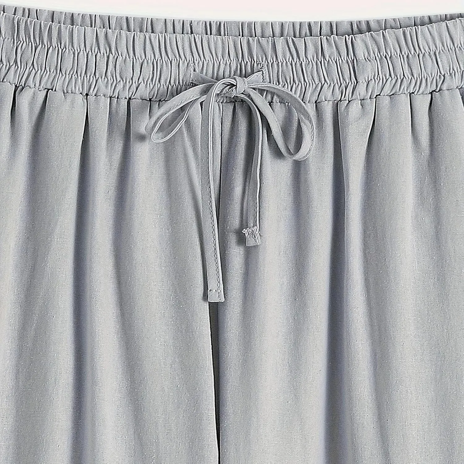 DASAYO Womens Linen Pants Drawstringgg Elastic Waist Straight Legg Trousers Summer Lightweigght Casual Pants with Pockets