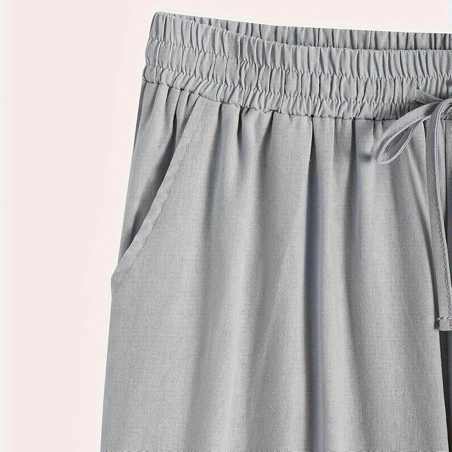 DASAYO Womens Linen Pants Drawstringgg Elastic Waist Straight Legg Trousers Summer Lightweigght Casual Pants with Pockets