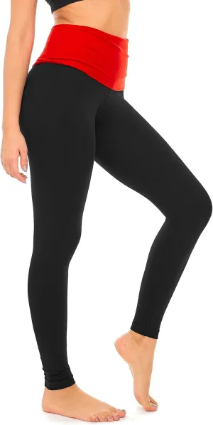 DEAR SPARKLE Fold Over Yoga Pants for Women Cotton Leggings Foldover High Waist Leggings Plus Size (C6 F)