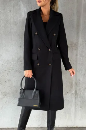 Elegant Solid Buttons Turndown Collar Outerwear