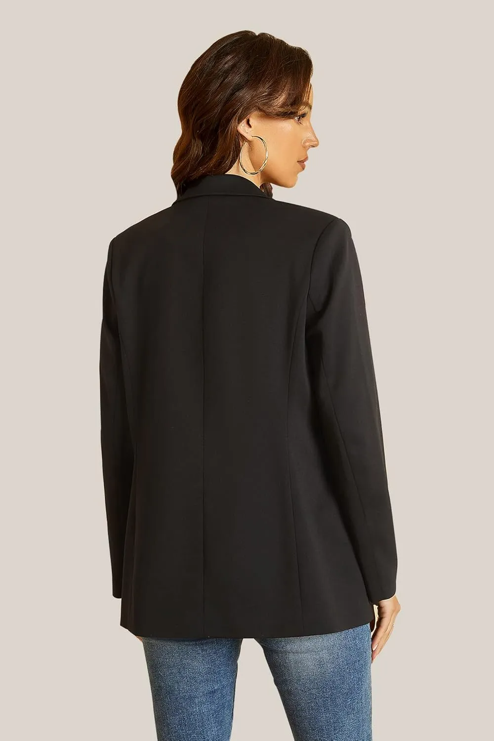 EXTRO&VERT Women Blazer Lightweight Long Sleeves Single Button Slim Casual Business Office Outfit