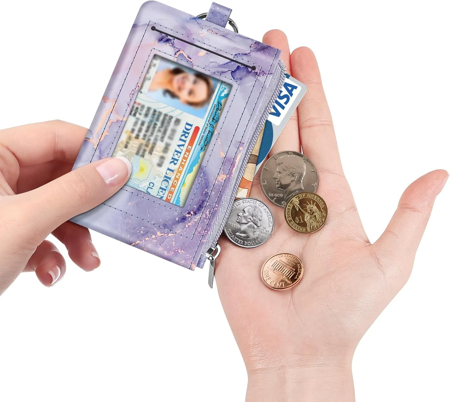 Fintie Zip ID Case Card Holder, Slim Coin Purse Wallet RFID Blocking Change Pouch with Key Chain