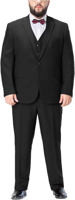 Formal Men's 3 Piece Business Suit Big and Tall Notch Lapel 2 Button Blazer Jacket Vest Pants