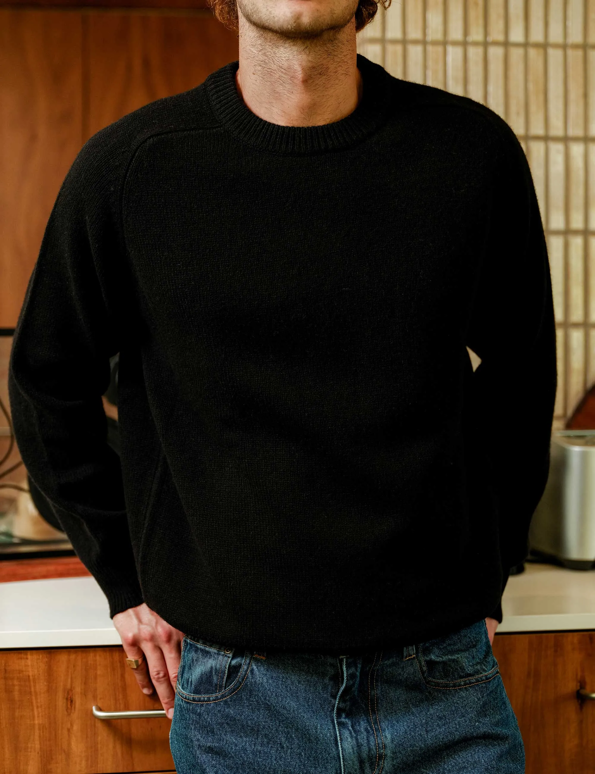 Fred Crew Wool Knit - Black