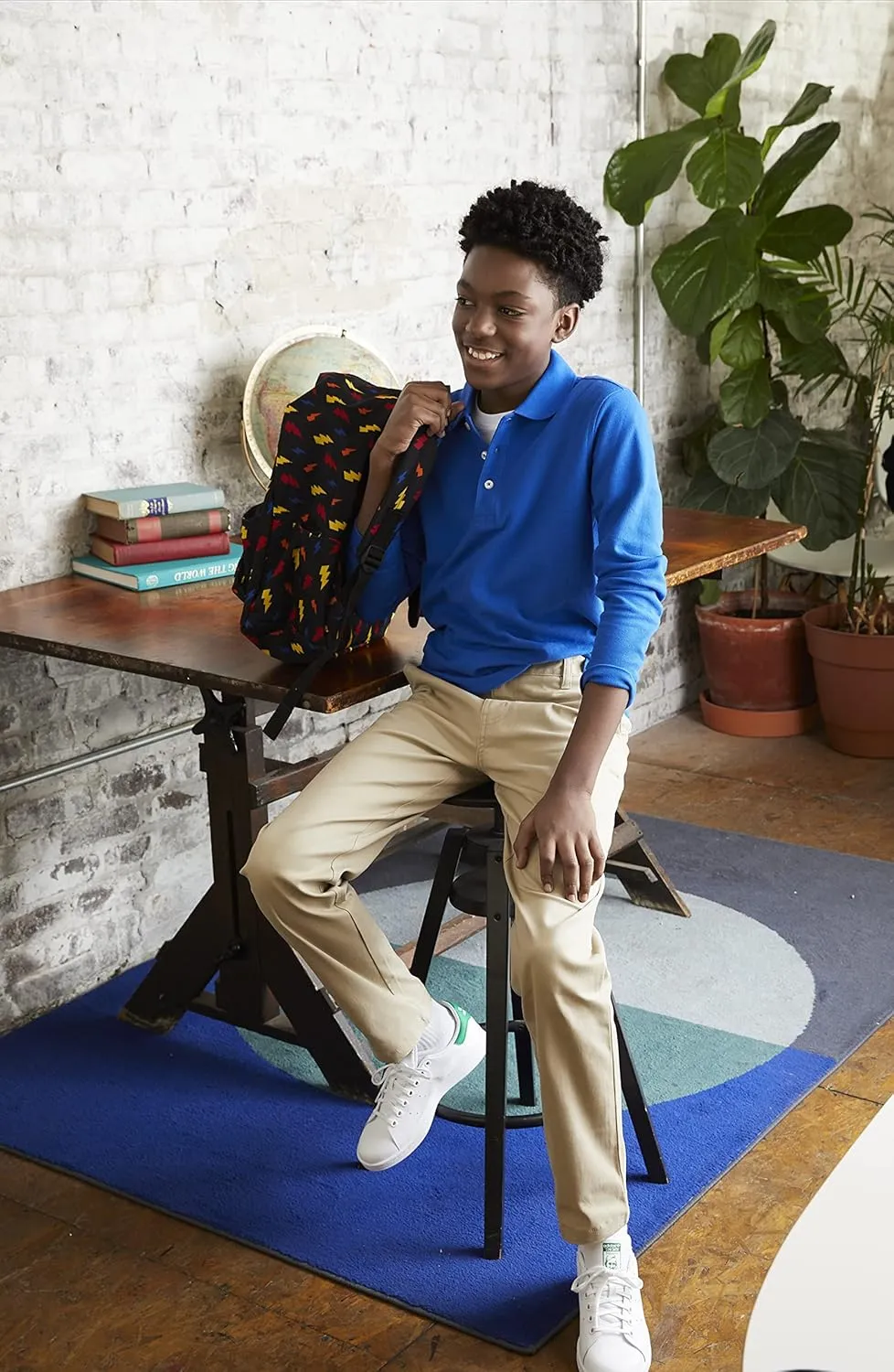 French Toast Boys' Adjustable Waist Straight Fit Stretch Twill Chino Pant