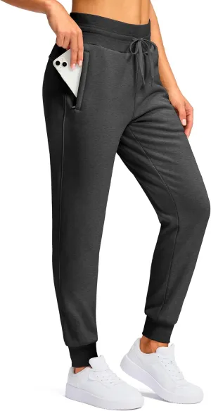 G Gradual Women's Sherpa Fleece Lined Pants with Zipper Pockets Winter Warm Joggers High Waisted Fleece Sweatpants