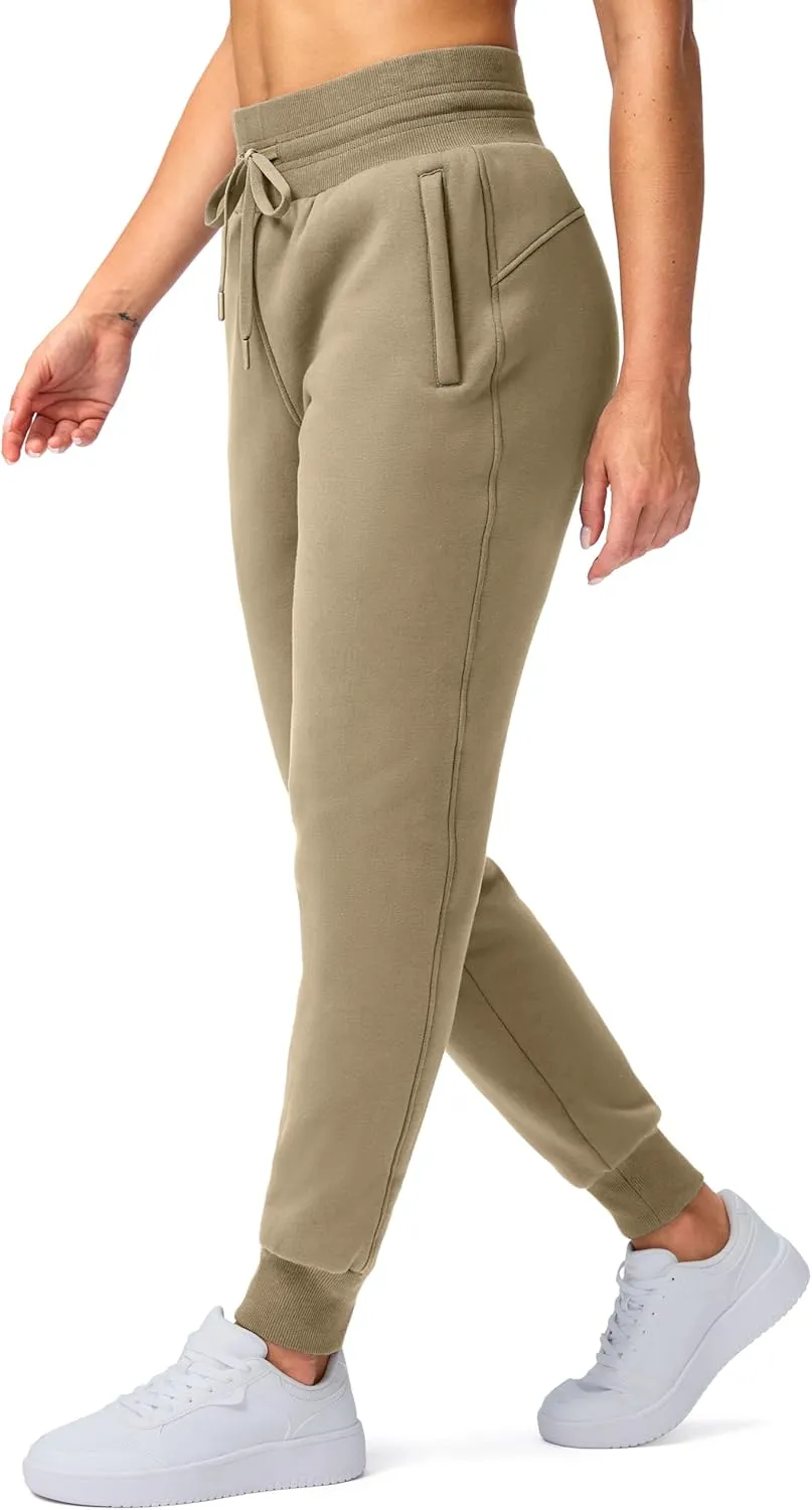 G Gradual Women's Sherpa Fleece Lined Pants with Zipper Pockets Winter Warm Joggers High Waisted Fleece Sweatpants