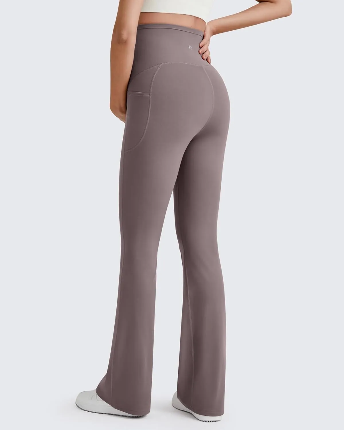 G4Free BareFeel Maternity Flare Leggings with Pockets Over The Belly Stretchy Casual Lounge Pregnancy Dress Pants for Work