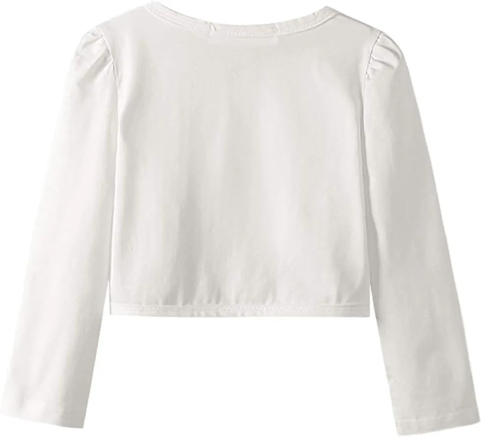 Girls Long Sleeve Lace Bolero Shrugs Cotton Cardigan Dress Cover Up