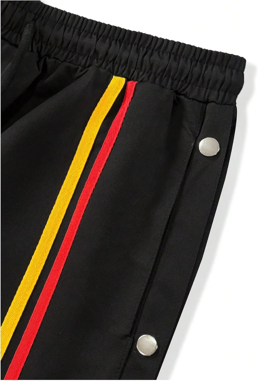 GORGLITTER Men's Striped Baggy Pants Wide Leg Sweatpants Snap Button Tear Away Track Pants with Pockets