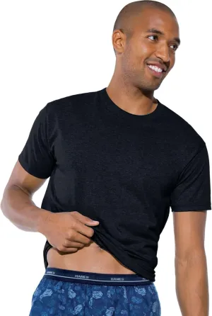 Hanes Men's 4Pack Crew Neck Tagless Black-Grey Undershirts Crewneck T-Shirt L