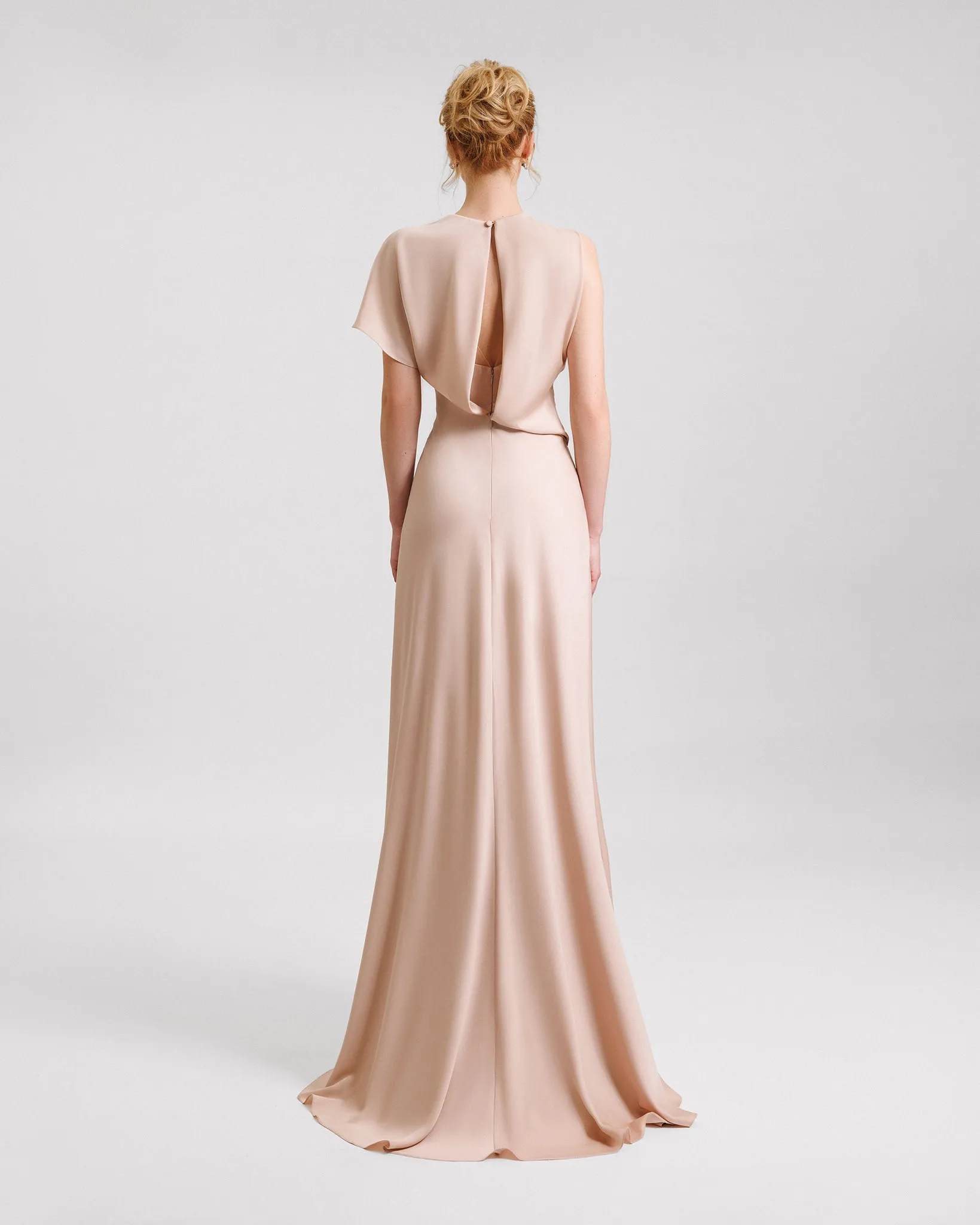 High Collar and Cut-Out Back Dress