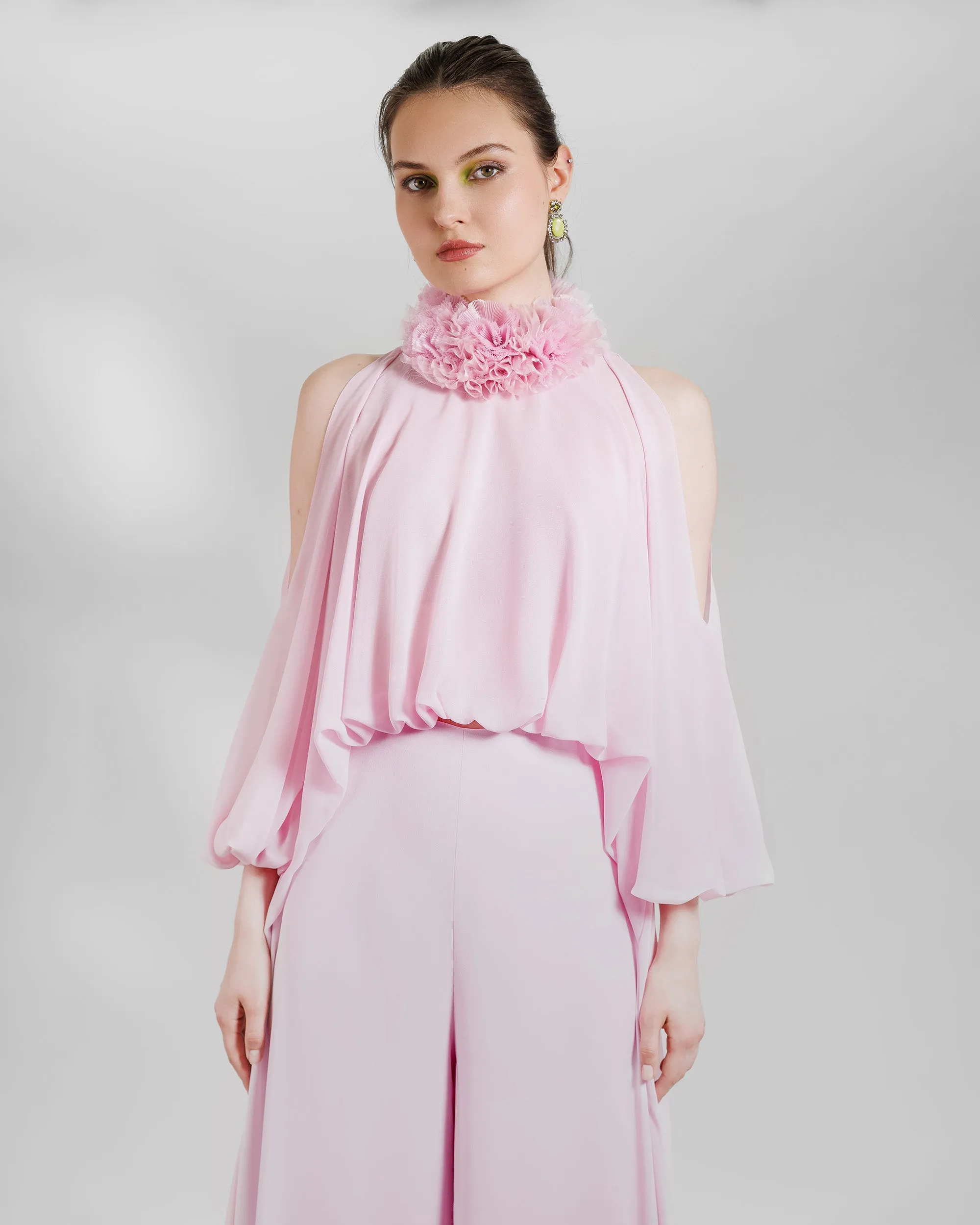 High Collar Top With High Waisted Pants