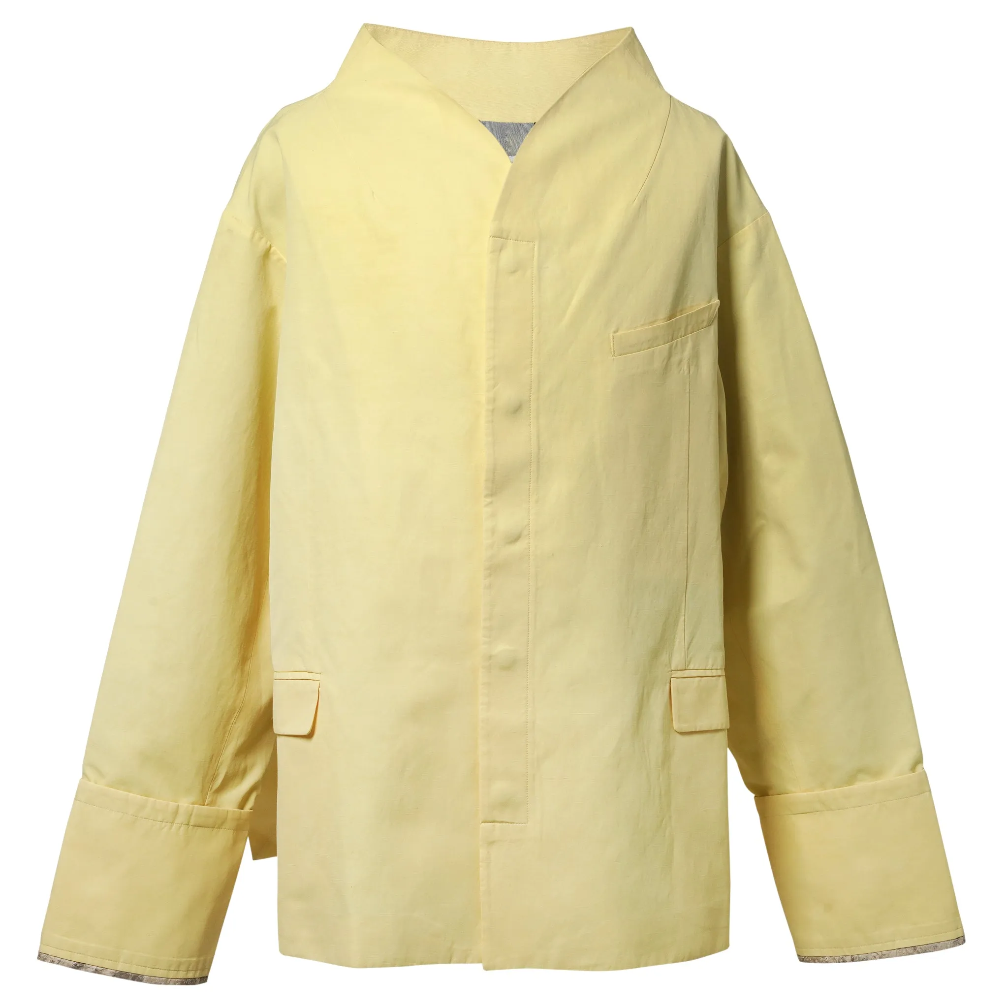 HIGH NECK SHAWL COLLAR BLAZER / LEMON YELLOW