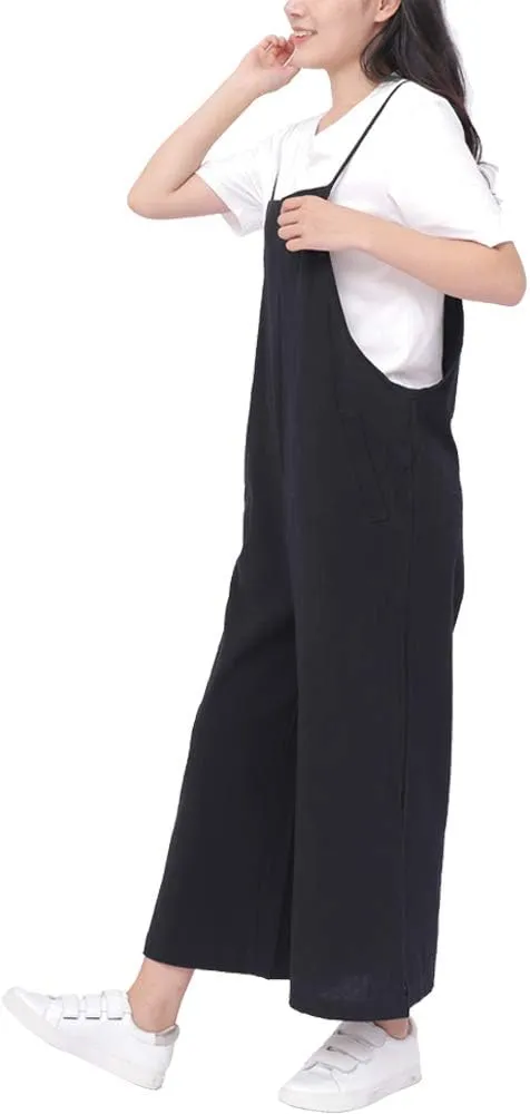 IMAYONDIA Women's Jumpsuits Casual Long Rompers Wide Leg Baggy Bibs Overalls Pants S-5XL