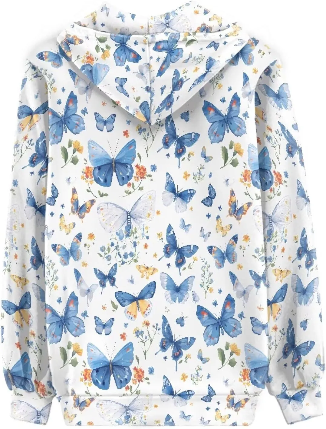 Irisjudy Butterfly Zip up Hoodies for Women, Skulls, Animal Texture Girls Sport Shell Jacket Hiking Outdoor Full Zip Tops