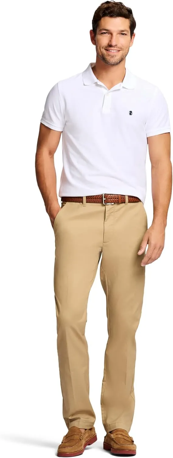 IZOD Men's Performance Stretch Straight Fit Flat Front Chino Pant