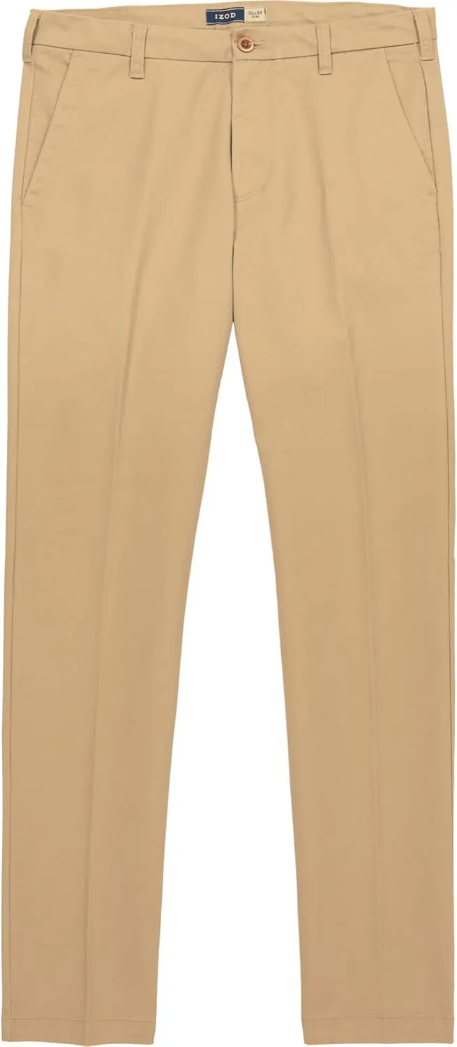 IZOD Men's Performance Stretch Straight Fit Flat Front Chino Pant