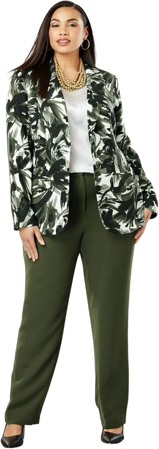 Jessica London Women's Plus Size Two Piece Single Breasted Pant Suit Set