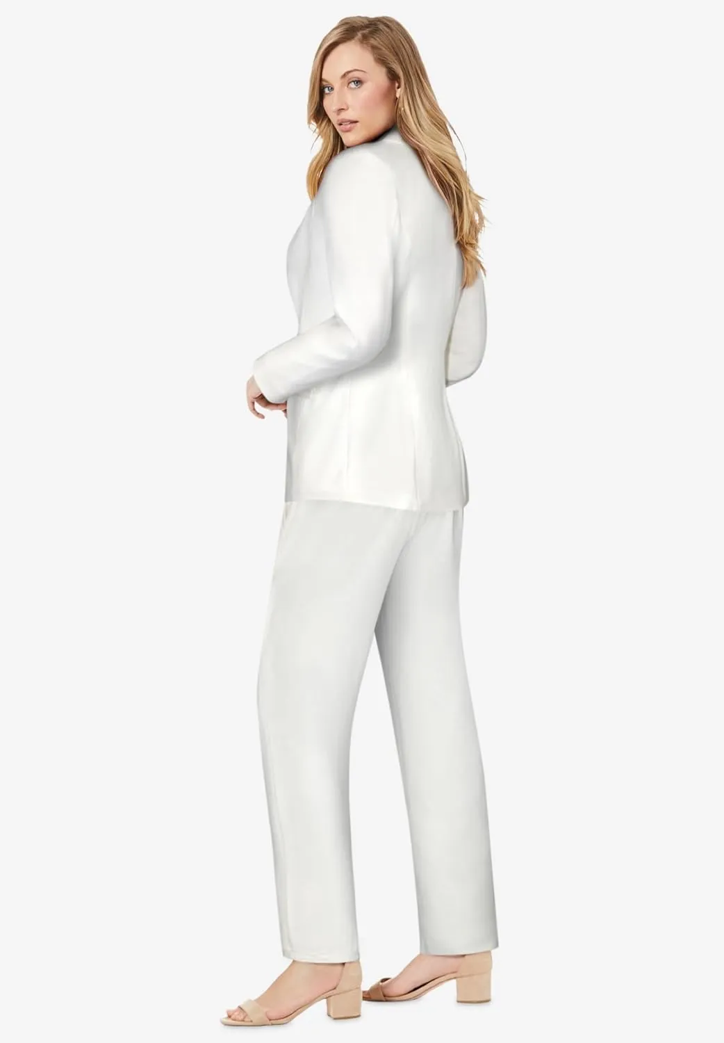Jessica London Women's Plus Size Two Piece Single Breasted Pant Suit Set