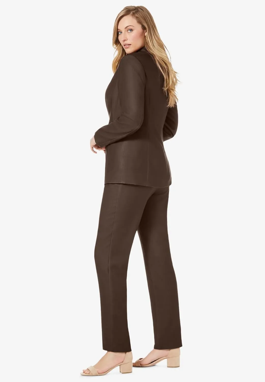 Jessica London Women's Plus Size Two Piece Single Breasted Pant Suit Set