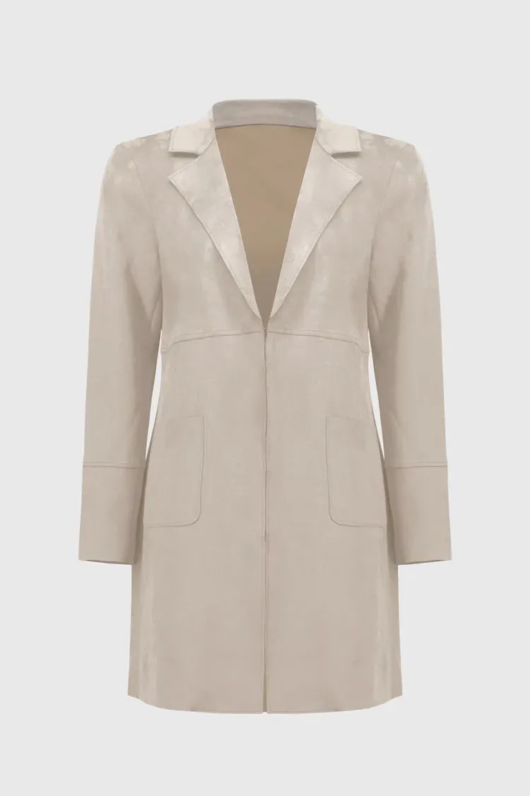 Joseph Ribkoff Parchment Scuba Suede Straight Jacket