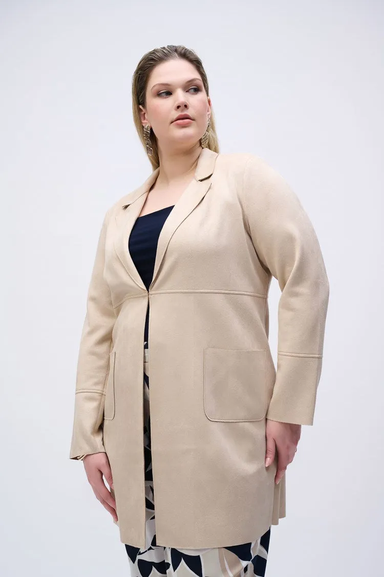 Joseph Ribkoff Parchment Scuba Suede Straight Jacket