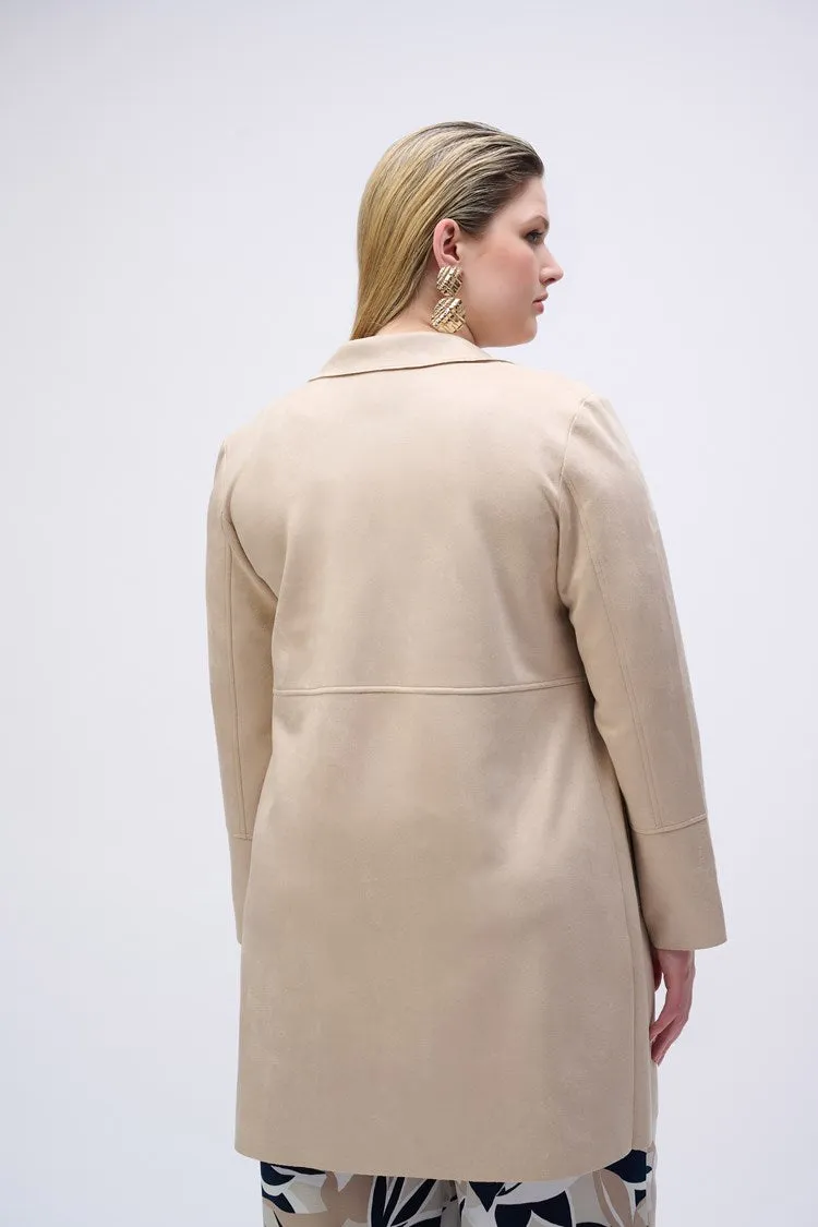 Joseph Ribkoff Parchment Scuba Suede Straight Jacket