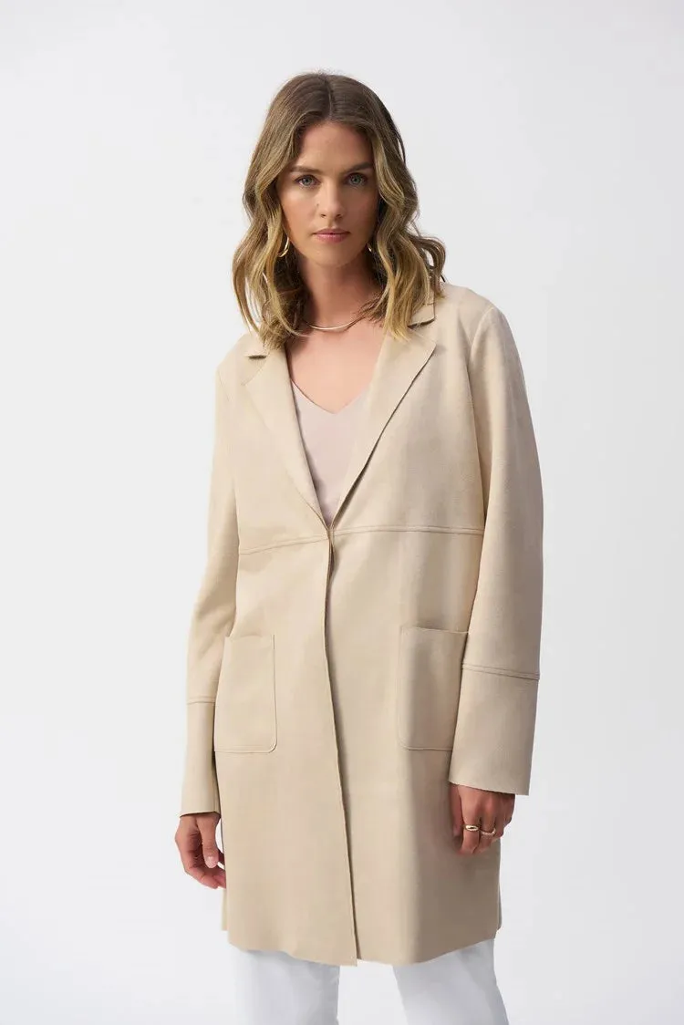 Joseph Ribkoff Parchment Scuba Suede Straight Jacket