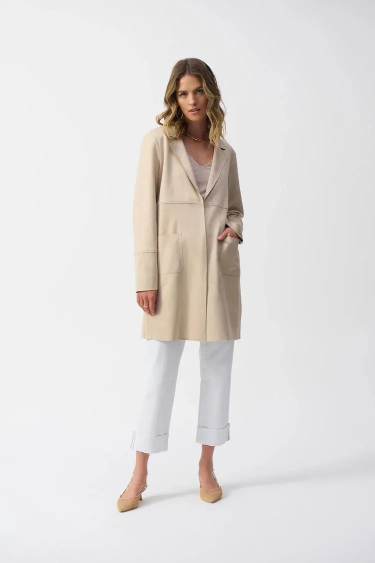 Joseph Ribkoff Parchment Scuba Suede Straight Jacket