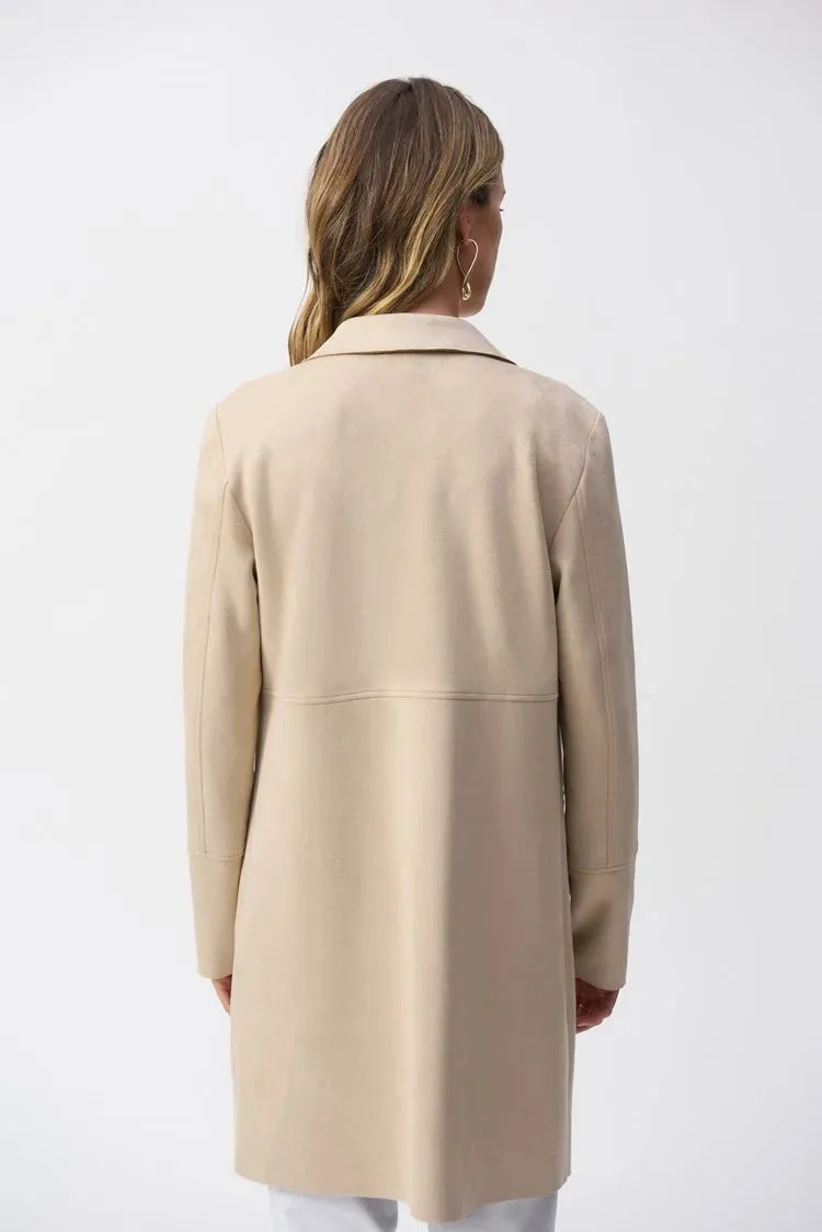 Joseph Ribkoff Parchment Scuba Suede Straight Jacket