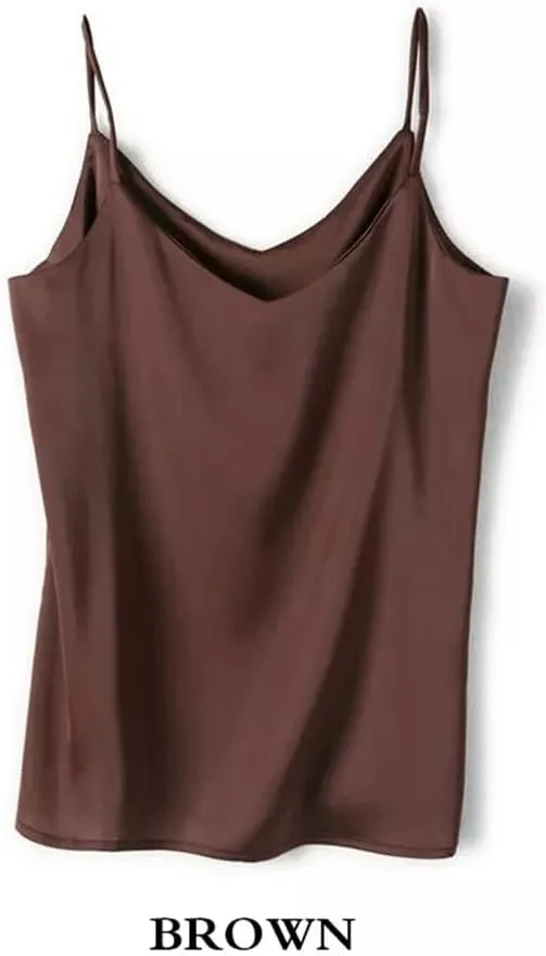 JSEIAJB Women's Spring Women Camisole Fashion Strap Top Halter V Neck Basic Sleeveless Satin Silk Tank Tops(2X-Lcode)