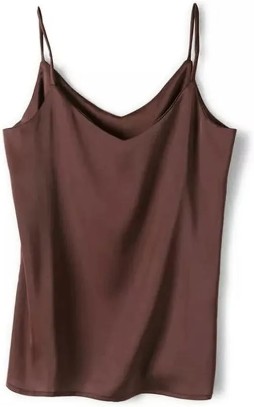 JSEIAJB Women's Spring Women Camisole Fashion Strap Top Halter V Neck Basic Sleeveless Satin Silk Tank Tops(2X-Lcode)