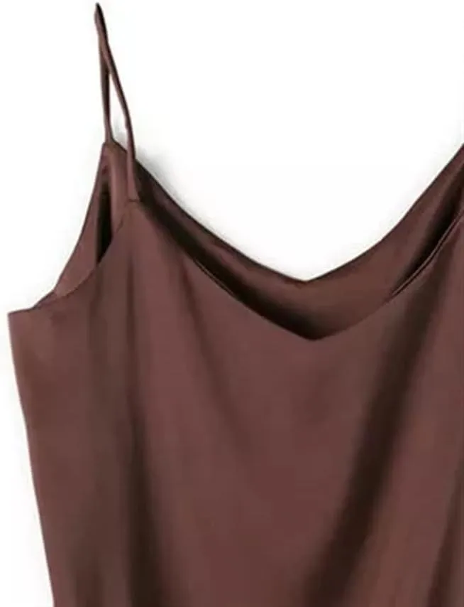 JSEIAJB Women's Spring Women Camisole Fashion Strap Top Halter V Neck Basic Sleeveless Satin Silk Tank Tops(2X-Lcode)