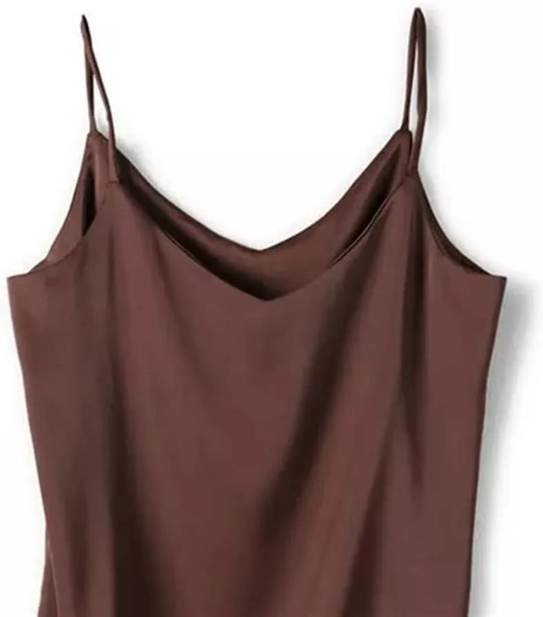 JSEIAJB Women's Spring Women Camisole Fashion Strap Top Halter V Neck Basic Sleeveless Satin Silk Tank Tops(2X-Lcode)