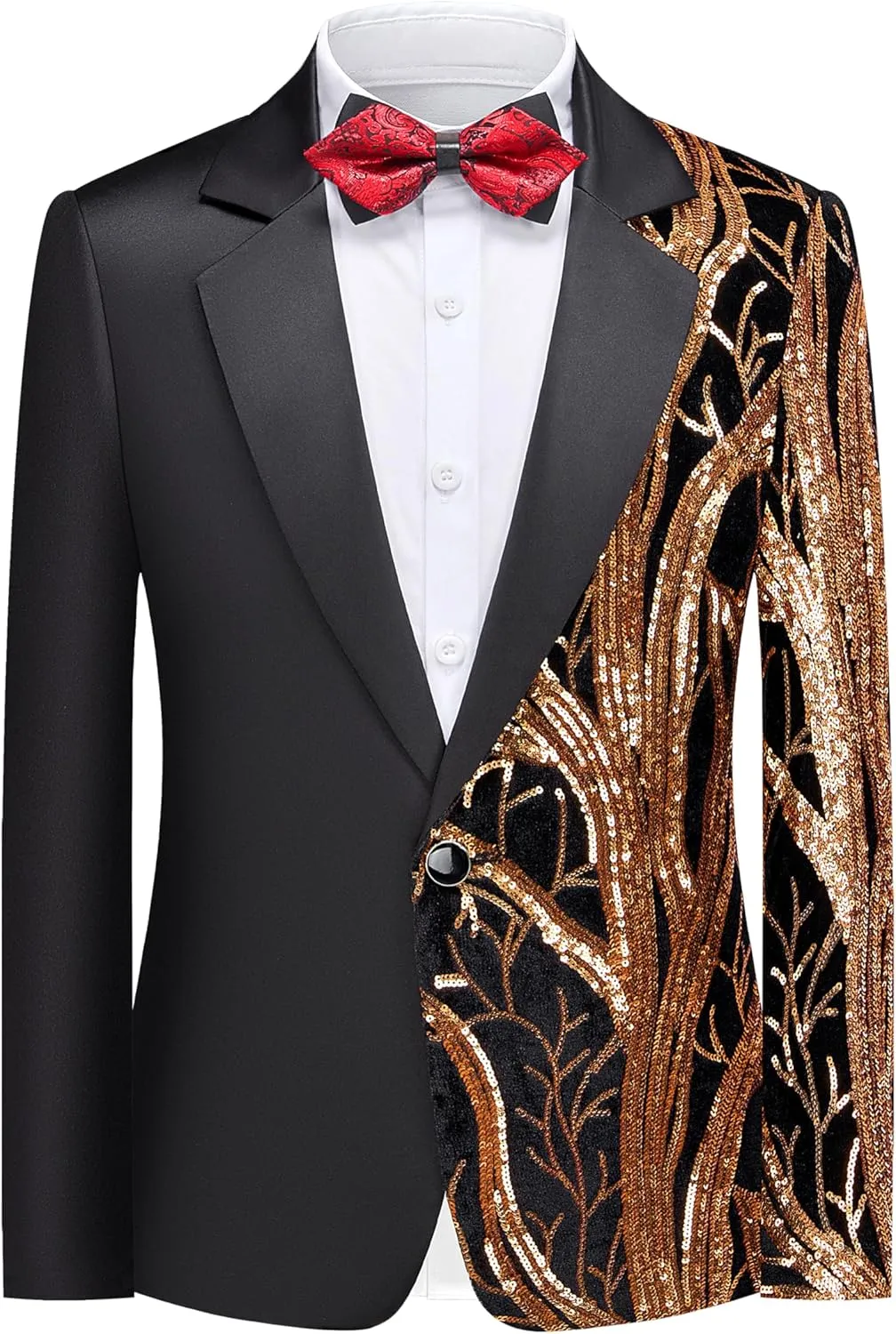 Kids Tuxedo Suits for Boys 3 Piece Sequin Formal Suit Set Ring Bearer Outfit Prom Wedding
