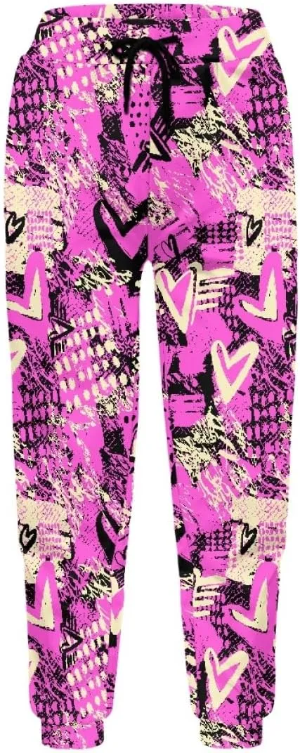 KIDVOVOU Men's Graffiti Print Elastic Waist Drawstring Hip Hop Pants Sport Jogger Sweatpants with Pockets