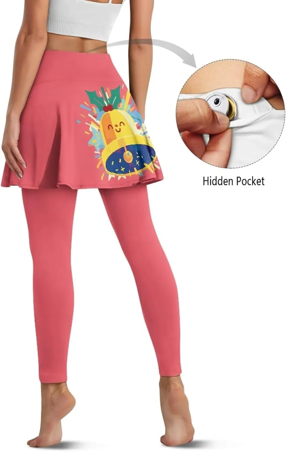 Ladybug Tennis Skirted Leggings with Pocket,Women Turtle Elastic Yoga Legging with Skirt,Forest Comfy Yoga Leggings