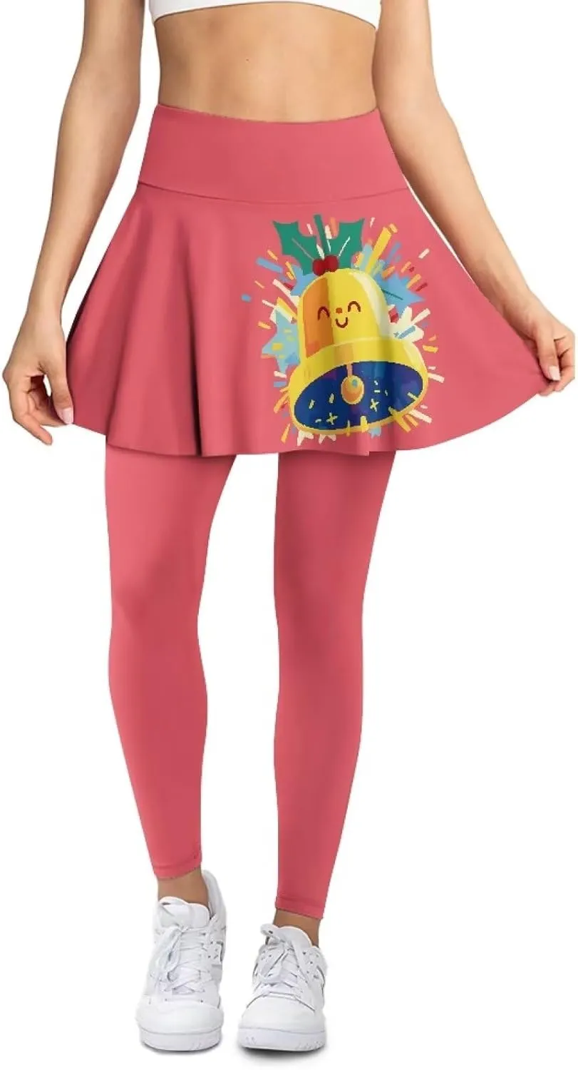Ladybug Tennis Skirted Leggings with Pocket,Women Turtle Elastic Yoga Legging with Skirt,Forest Comfy Yoga Leggings