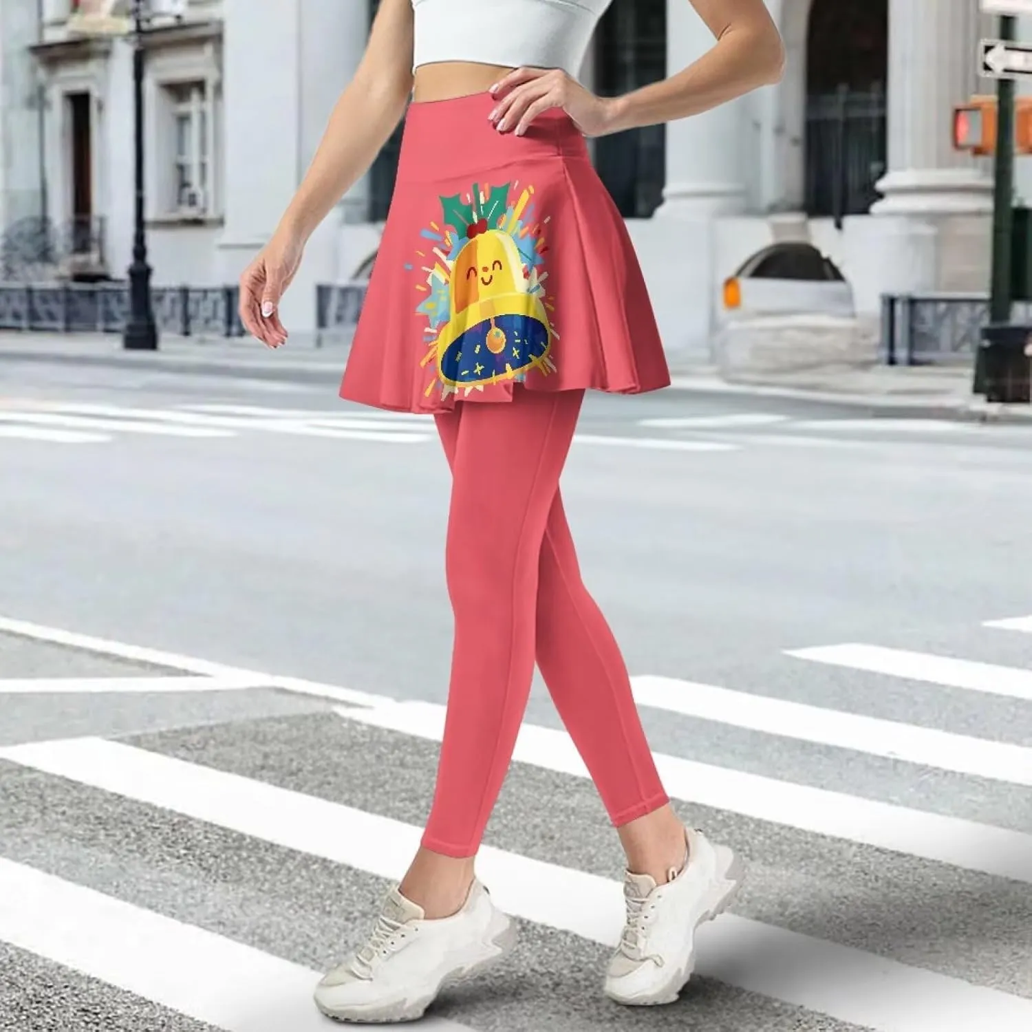 Ladybug Tennis Skirted Leggings with Pocket,Women Turtle Elastic Yoga Legging with Skirt,Forest Comfy Yoga Leggings