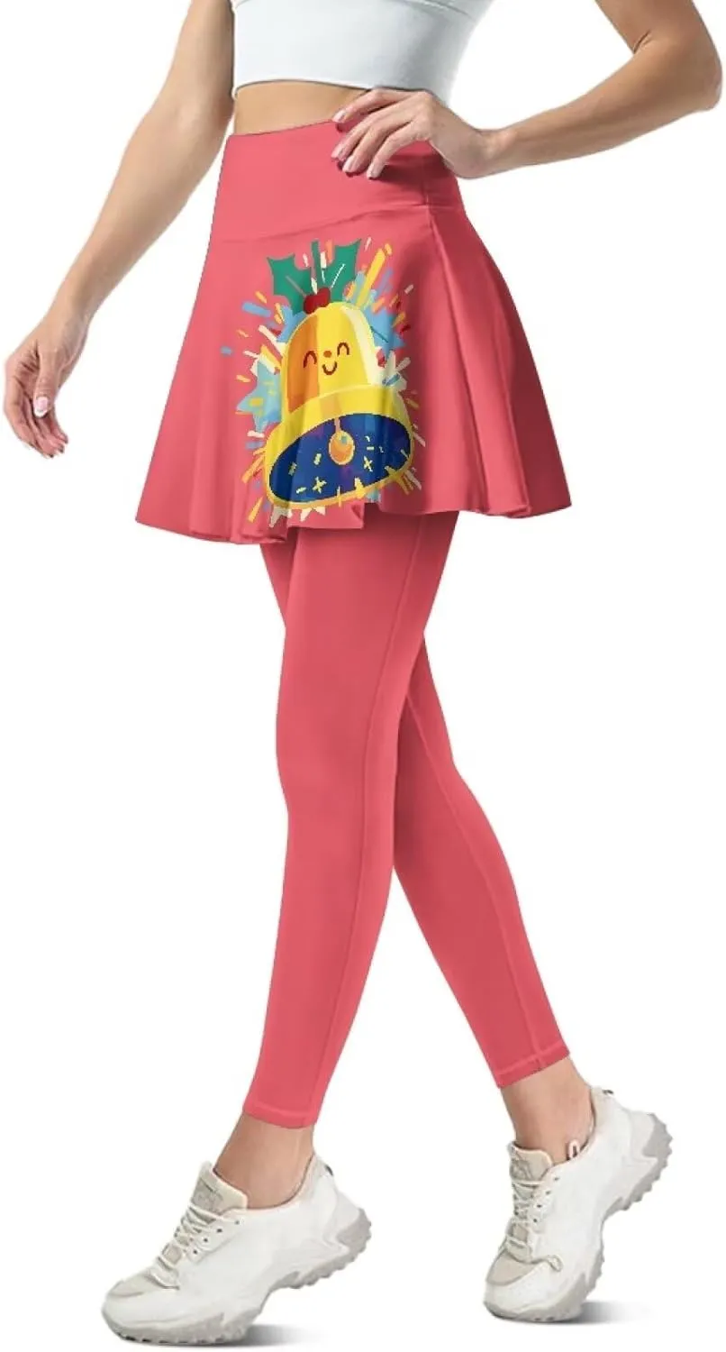 Ladybug Tennis Skirted Leggings with Pocket,Women Turtle Elastic Yoga Legging with Skirt,Forest Comfy Yoga Leggings