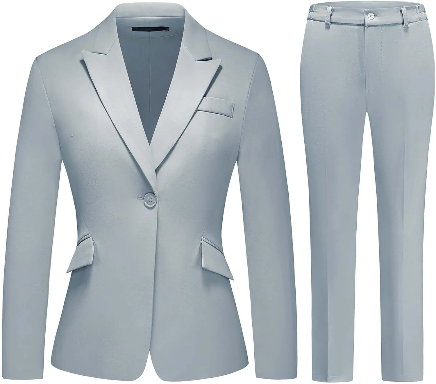 Lamgool Women Suit 2 Pieces Set One Button Lady's Business Formal Peak Lapel Blazer and Pants for Work